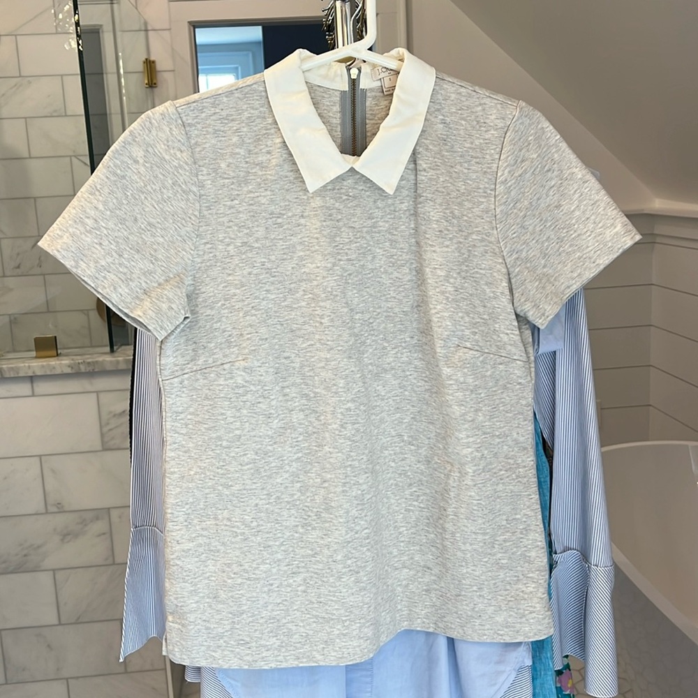 Jcrew, gray, collared top. Size small